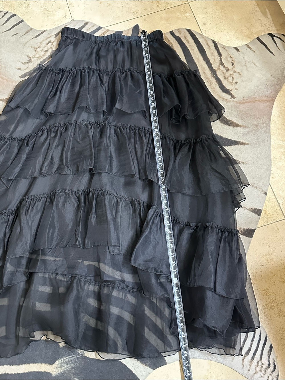 P.A.R.O.S.H. Black Silk Tiered Ruffle High and Low Maxi Skirt Women's Size  XL🌸 - Picture 12 of 13